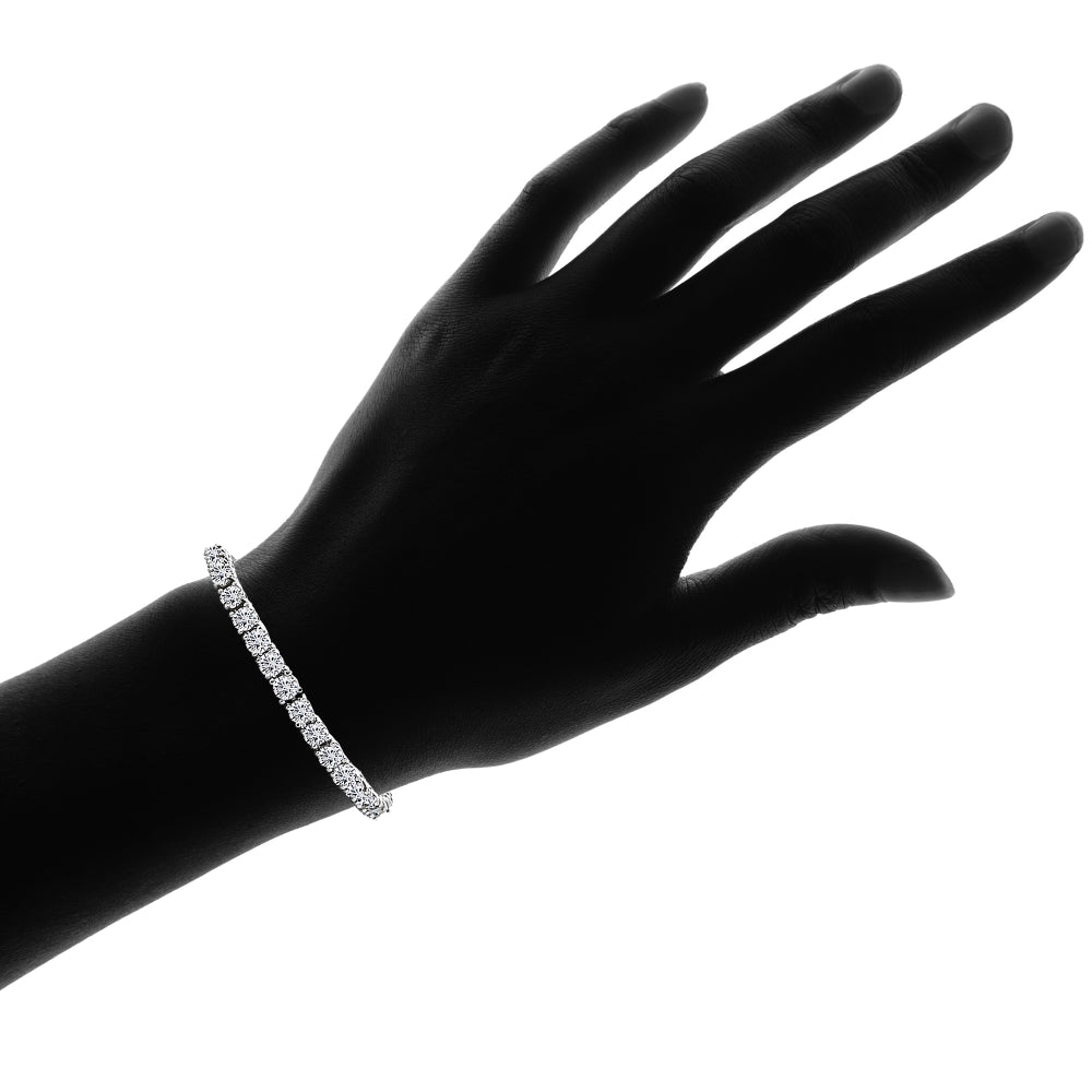 Sterling Silver Cubic Zirconia 4mm Round Classic Tennis Bracelet-3