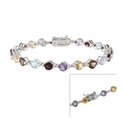 Sterling Silver Multi Gemstone Tennis Bracelet