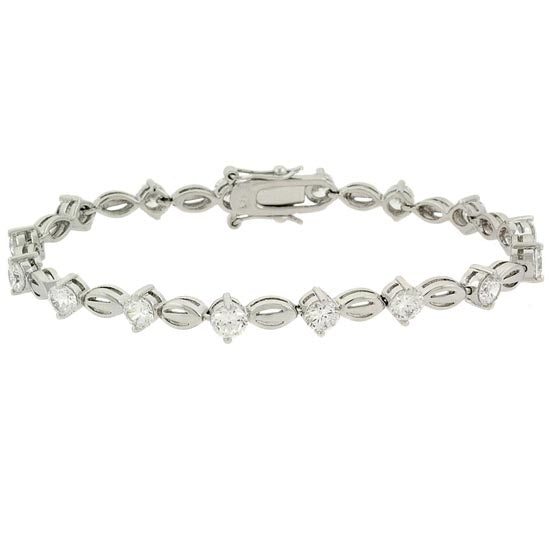 Sterling Silver CZ Oval Link Bracelet