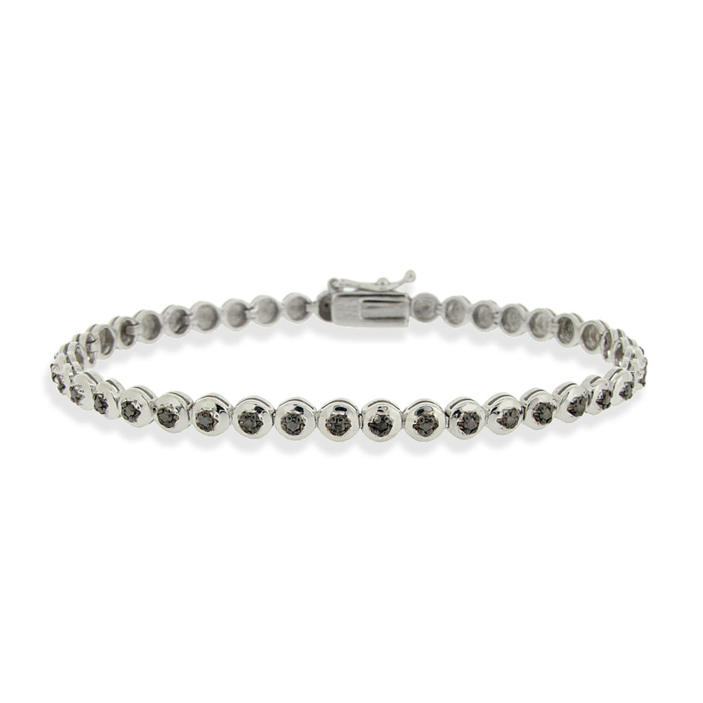 Sterling Silver Black Diamond Accent Classic Tennis Bracelet