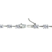 Sterling Silver Created White Sapphire 6x4mm Oval Classic Link Tennis Bracelet