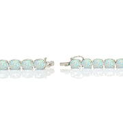 Sterling Silver 11.8ct Created White Opal 9x7mm Oval Tennis Bracelet