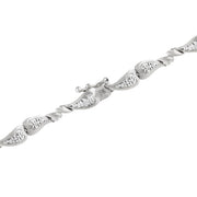 Sterling Silver Genuine Garnet and Diamond Accent Heart Link Bracelet
