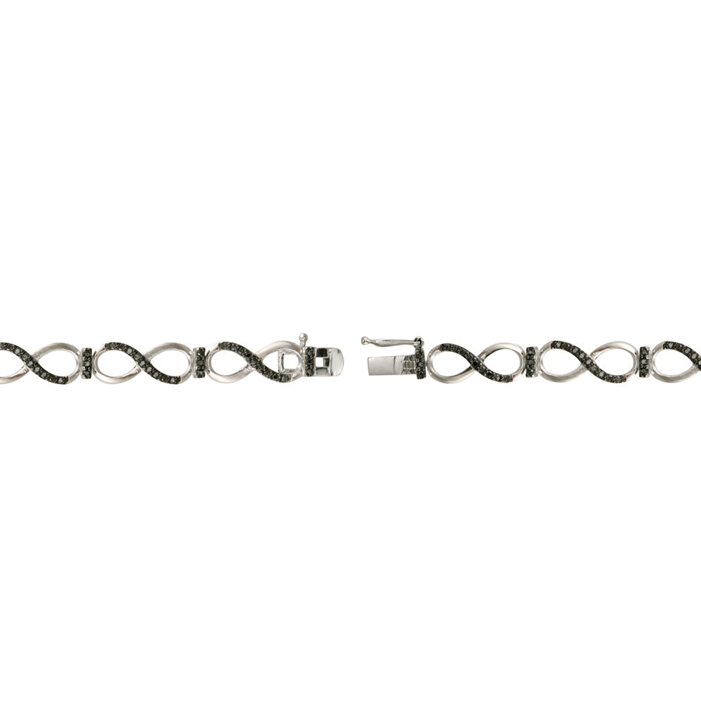 Sterling Silver Black Diamond Accent Infinity Link Bracelet-2