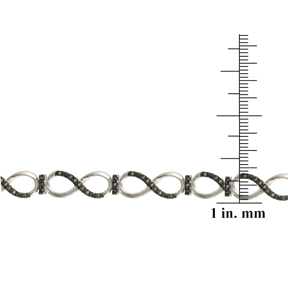 Sterling Silver Black Diamond Accent Infinity Link Bracelet-3