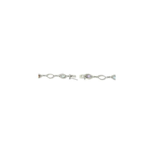 Sterling Silver Multi Gemstone & Diamond Accent Marquise Link Bracelet-2