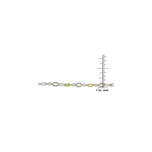 Sterling Silver Multi Gemstone & Diamond Accent Infinity Bracelet-3