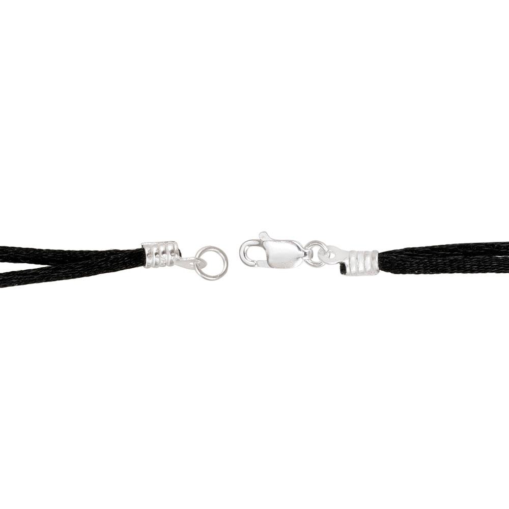 Sterling Silver Clover Key Charm on Silk Cord Bracelet-2
