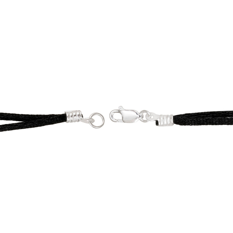 Sterling Silver Clover Key Charm on Silk Cord Bracelet