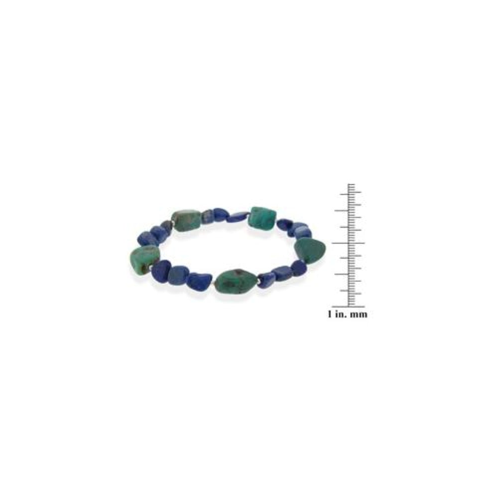 Denim Lapis, Created Turquoise Chips & Nuggets Stretch Bracelet w/ Sterling Silver Beads-4
