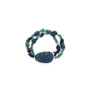 Sterling Silver Denim Lapis, Created Turquoise Chips & Nuggets Stretch Bracelet