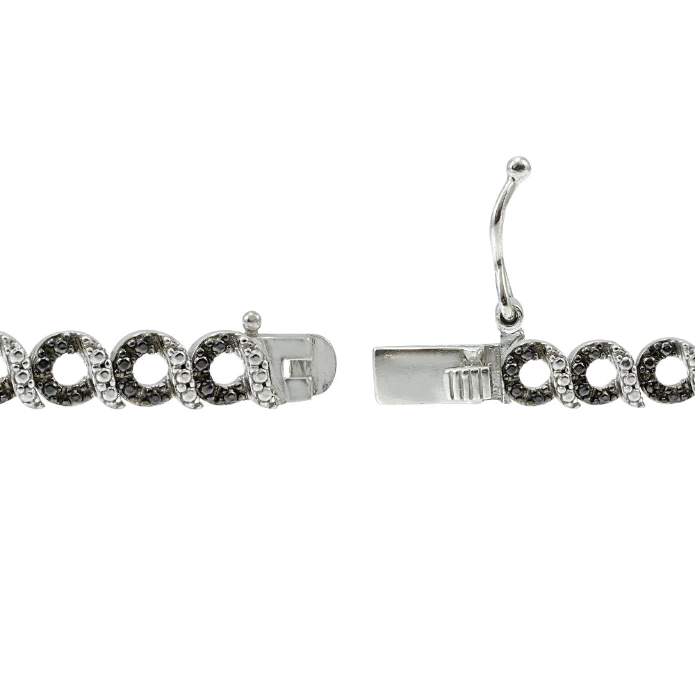 Sterling Silver Black Diamond Accent Circle and Bar Bracelet-2