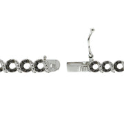 Sterling Silver Black Diamond Accent Circle and Bar Bracelet