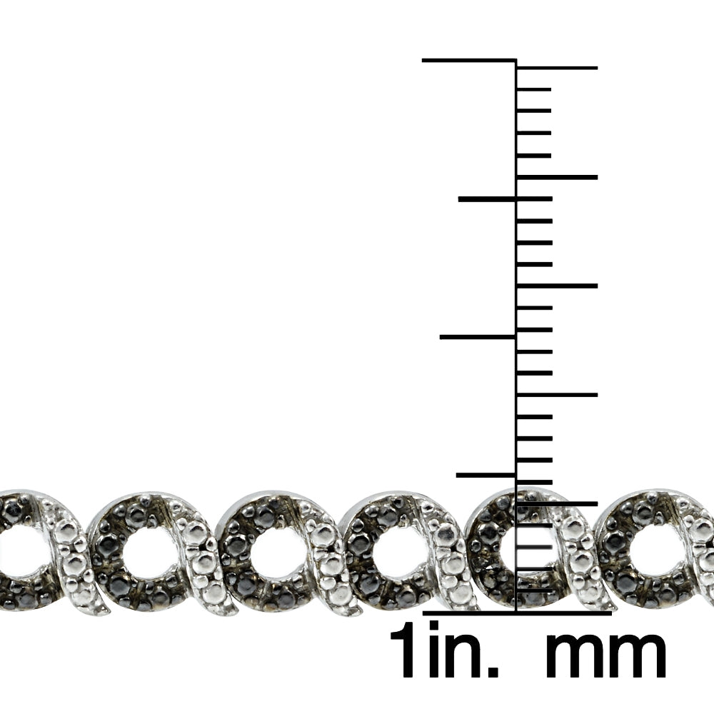 Sterling Silver Black Diamond Accent Circle and Bar Bracelet-3