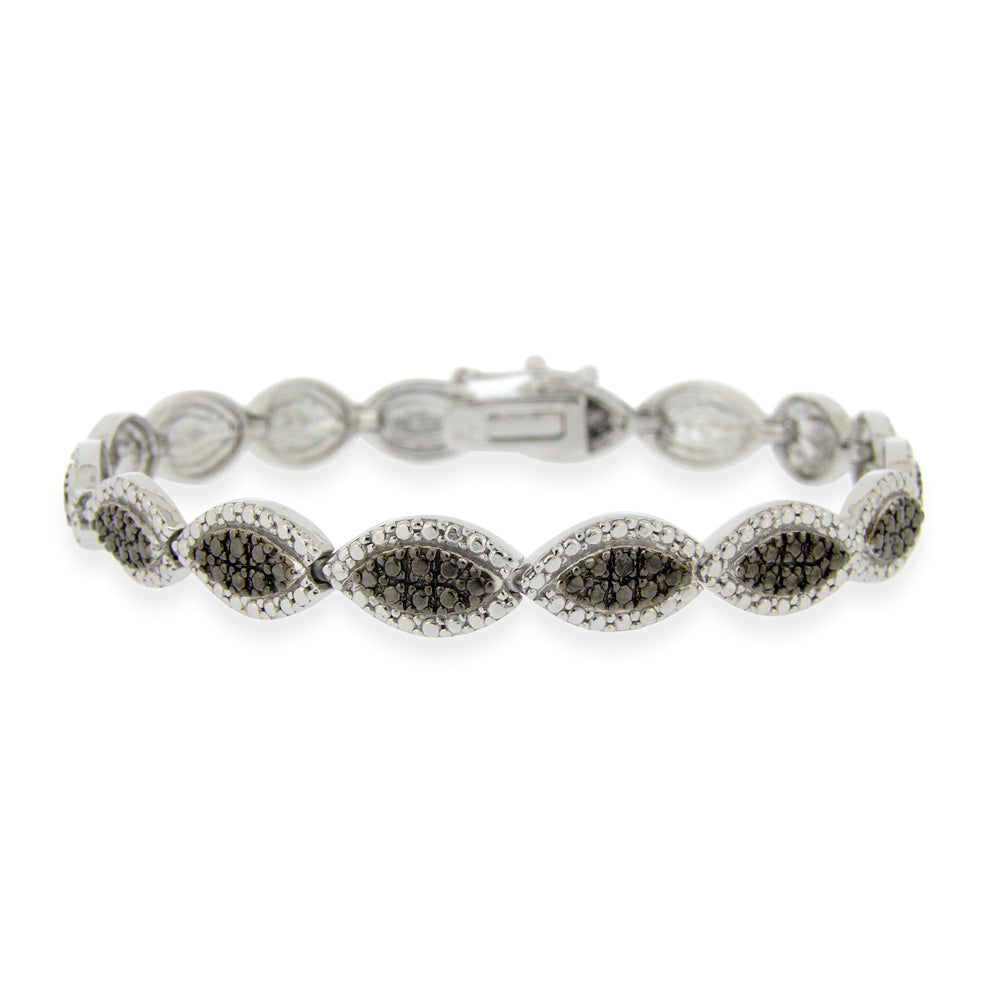 Sterling Silver Black Diamond Accent Marquise Bracelet-3