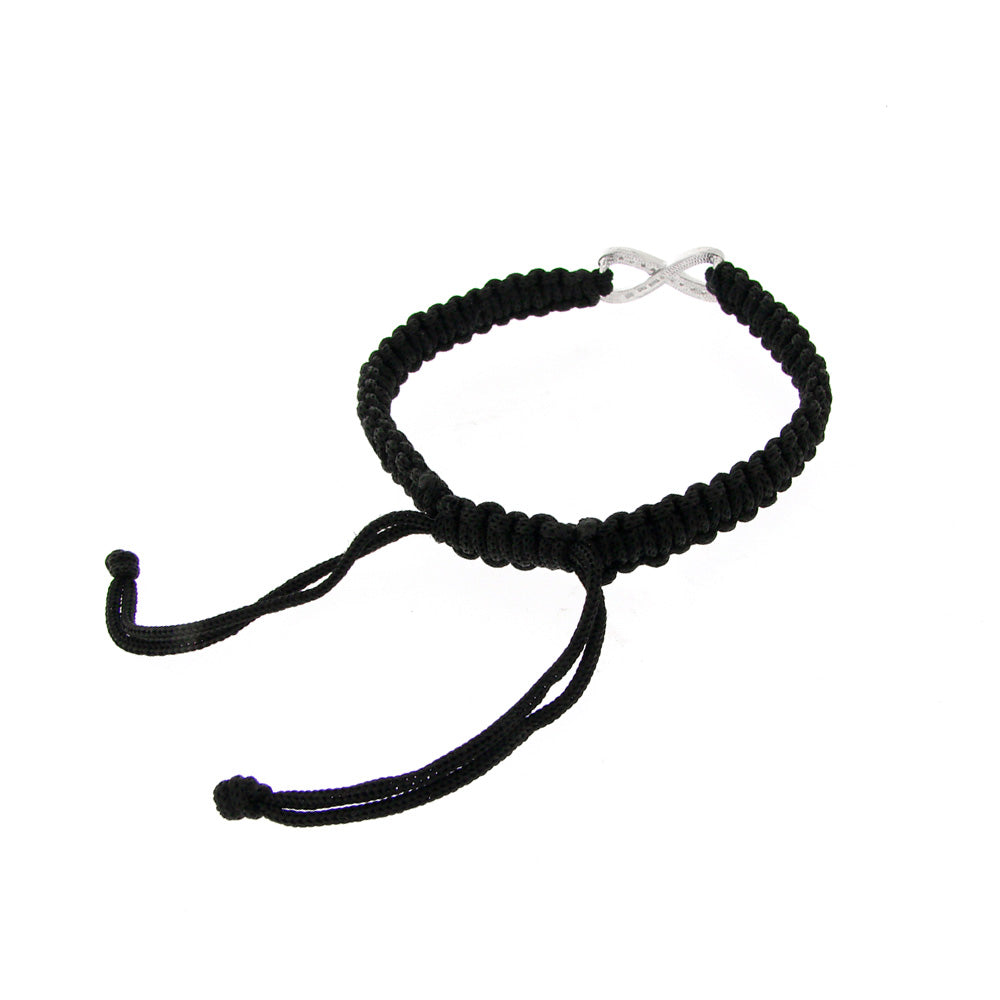 Sterling Silver CZ Infinity Adjustable Weave Bracelet-2