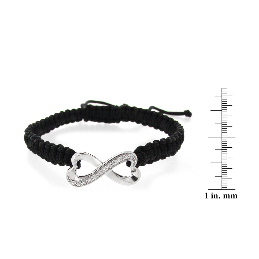 Sterling Silver CZ Infinity Adjustable Weave Bracelet-3