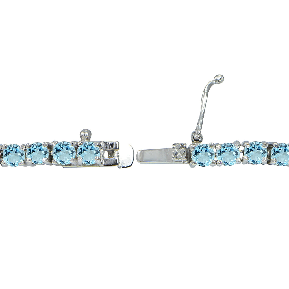 Sterling Silver 5.15ct Blue Topaz 3mm Round Tennis Bracelet-2
