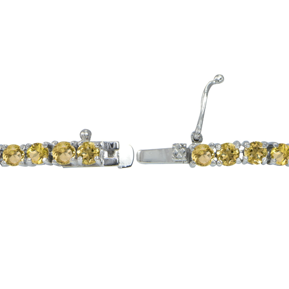 Sterling Silver Citrine Round Tennis Bracelet 4.4ct 3mm Stones-3