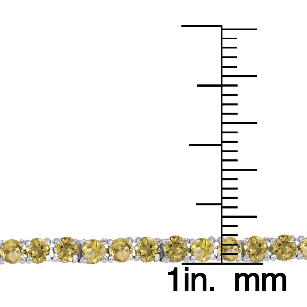 Sterling Silver Citrine Round Tennis Bracelet 4.4ct 3mm Stones-4