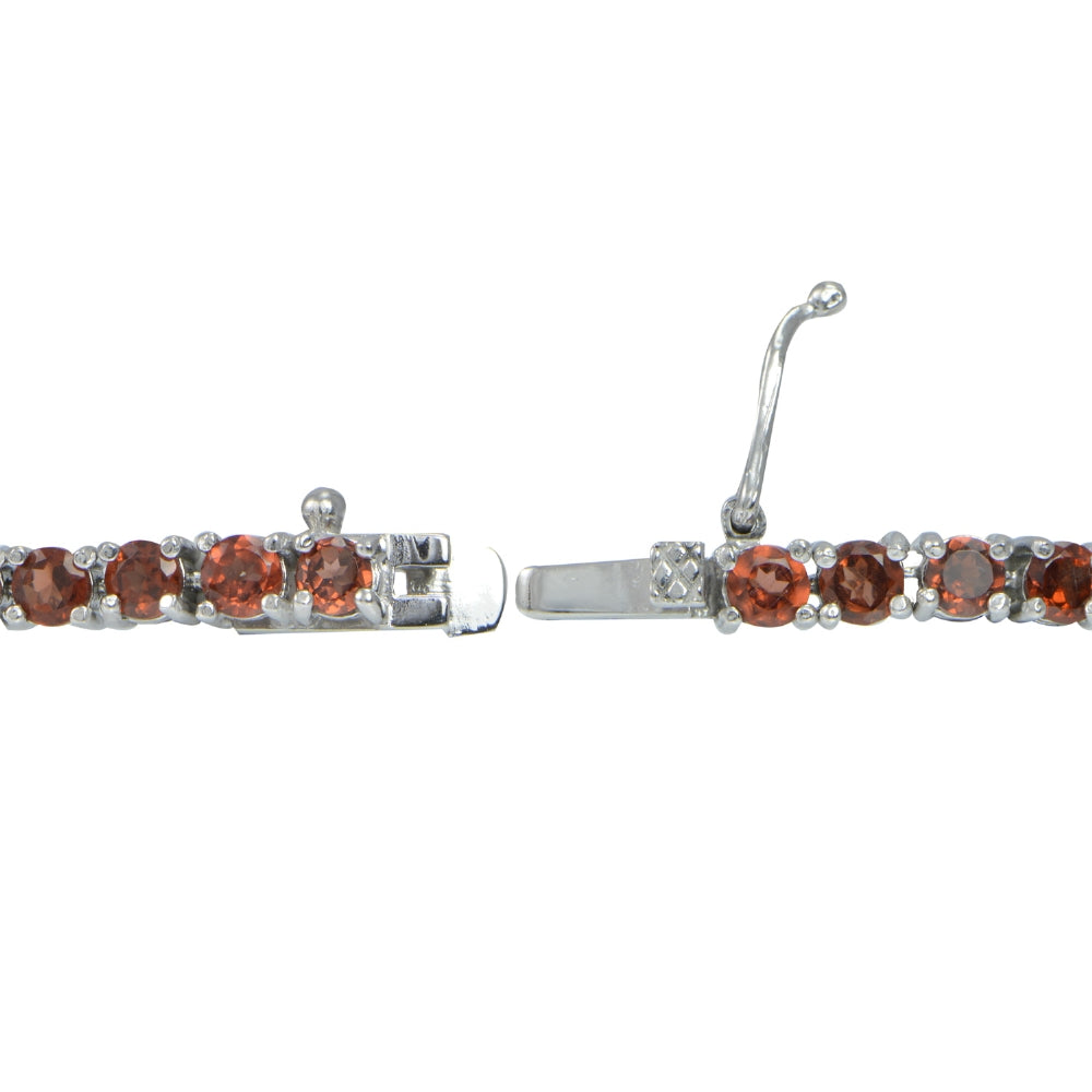 Sterling Silver Genuine Garnet Round-Cut Tennis Bracelet 7ct-3