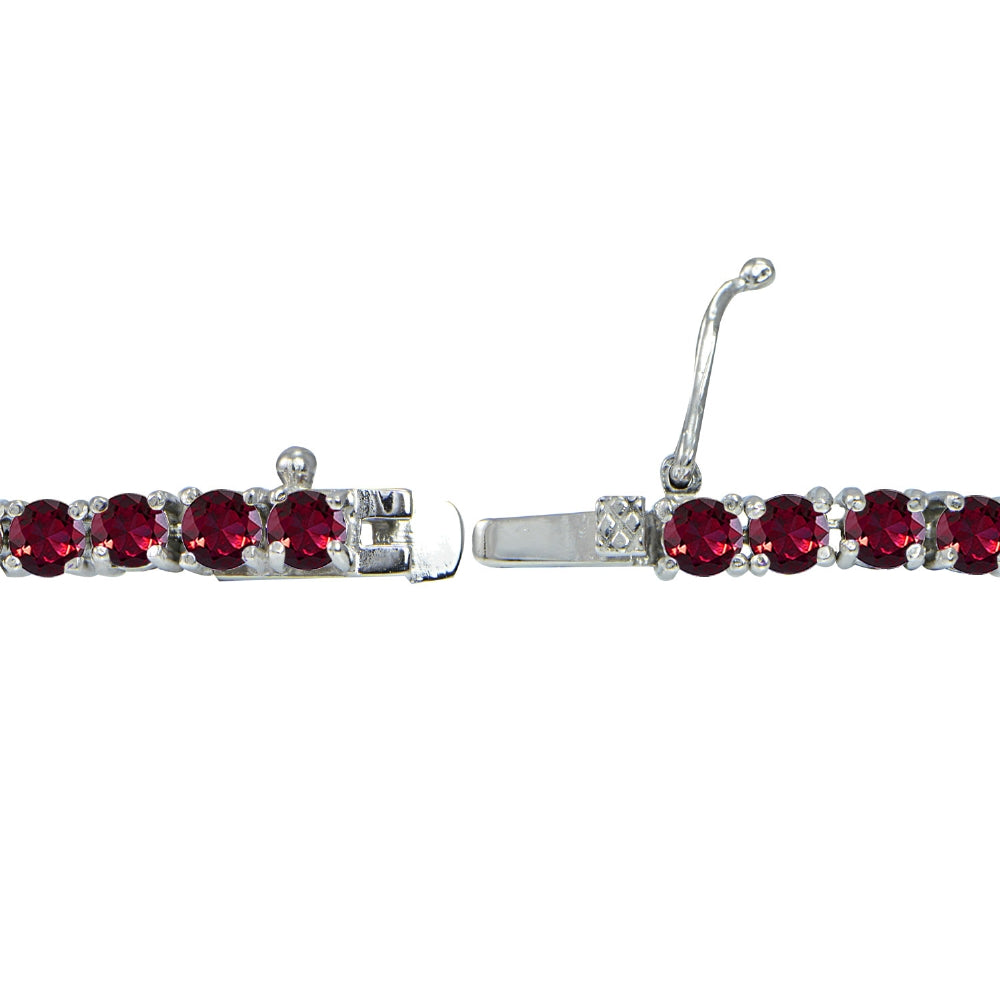 Sterling Silver 6.2ct Created Ruby 3mm Round Tennis Bracelet-2