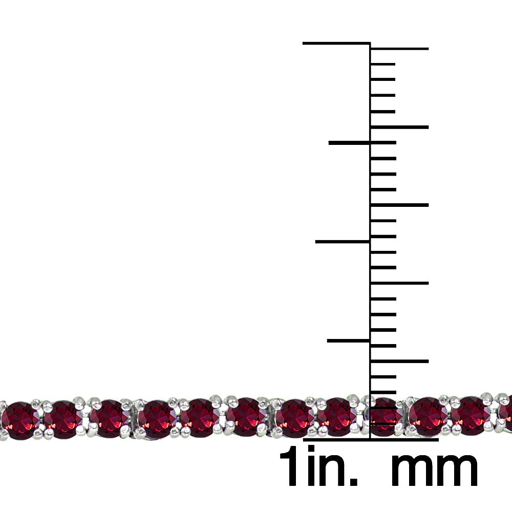 Sterling Silver 6.2ct Created Ruby 3mm Round Tennis Bracelet-3