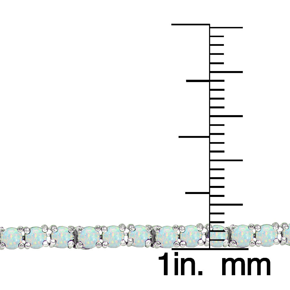 Sterling Silver 2.35ct Created White Opal 3mm Round Tennis Bracelet-3