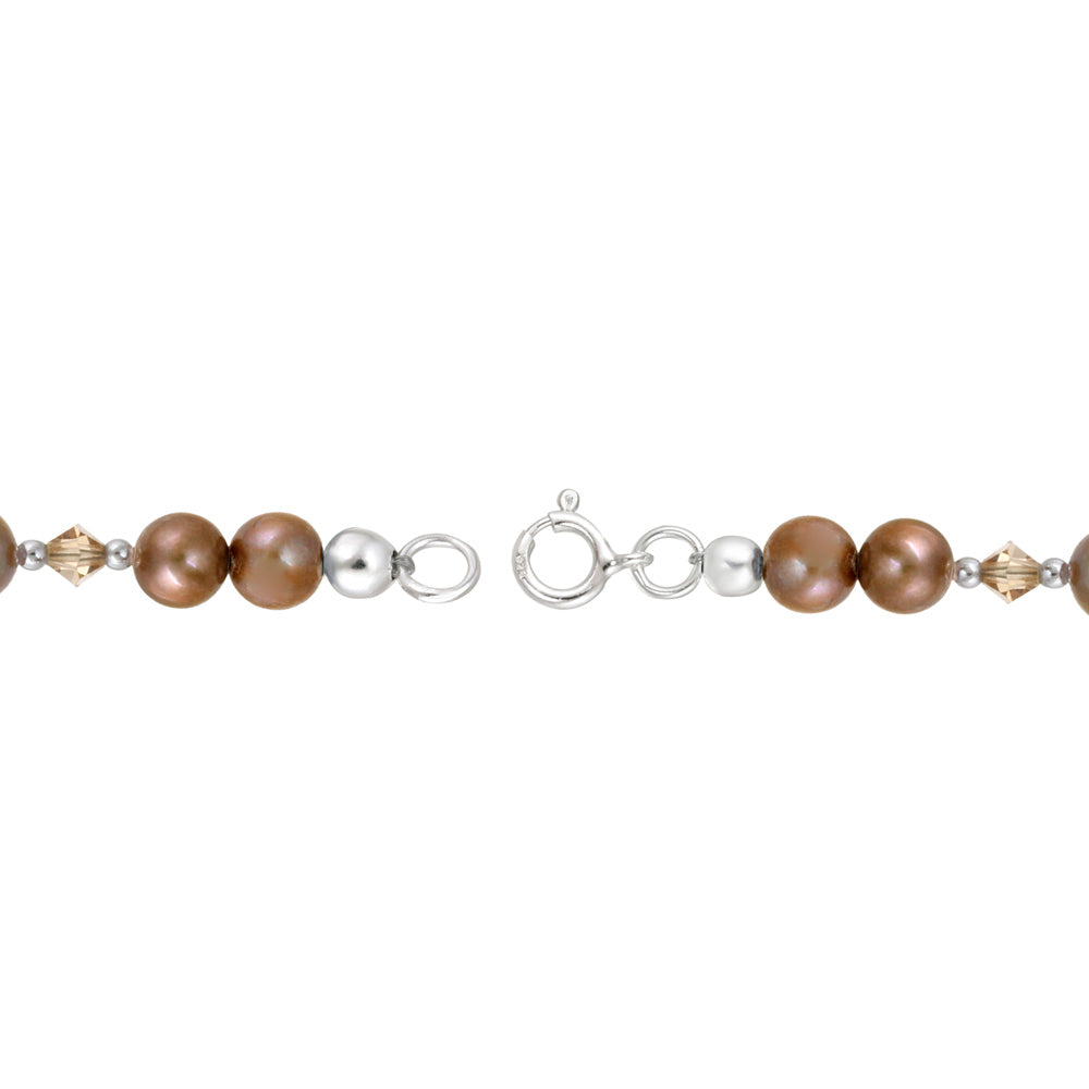 Sterling Silver Bronze Freshwater Pearls & Copper Swarovski Elements Baby Bracelet-2