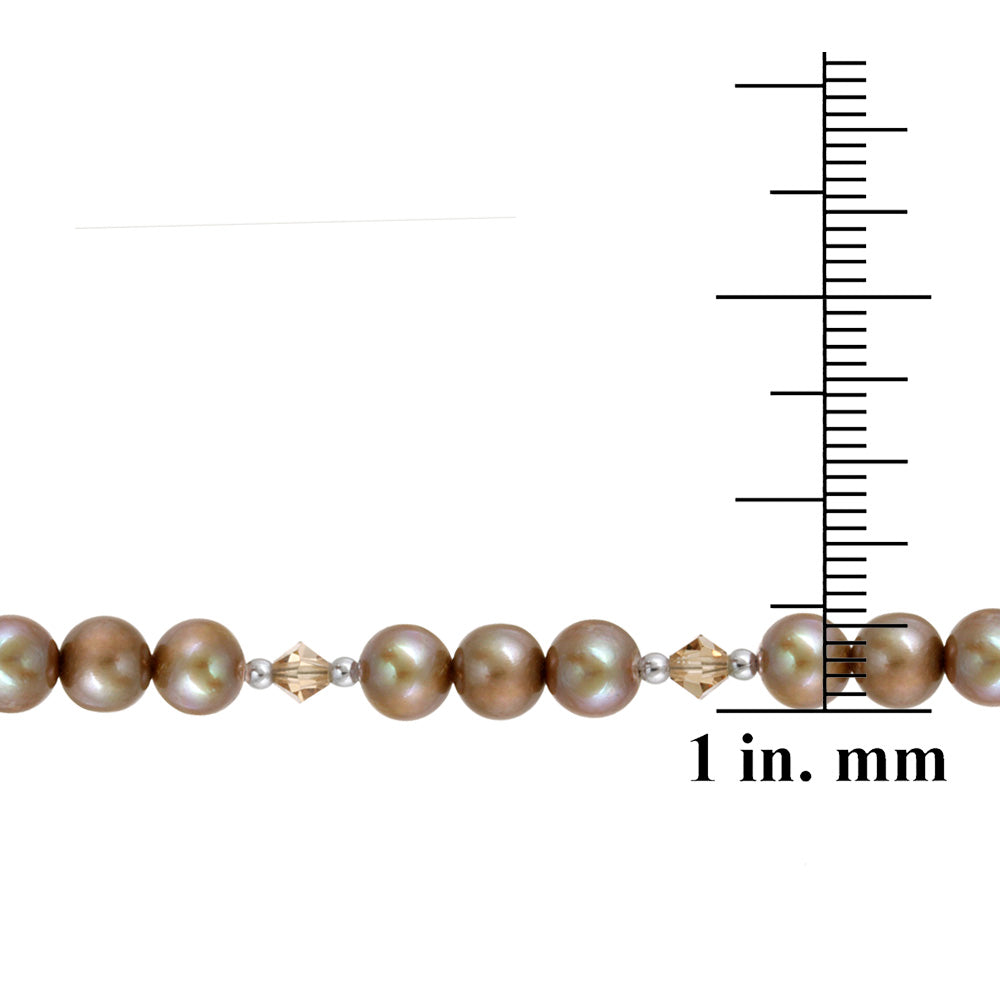 Sterling Silver Bronze Freshwater Pearls & Copper Swarovski Elements Baby Bracelet-3