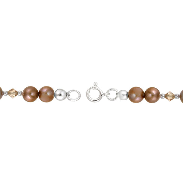 Sterling Silver Bronze Freshwater Pearls & Copper Swarovski Elements Baby Bracelet