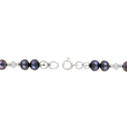 Sterling Silver Peacock Freshwater Pearls & Clear Swarovski Elements Baby Bracelet, 5 Inches