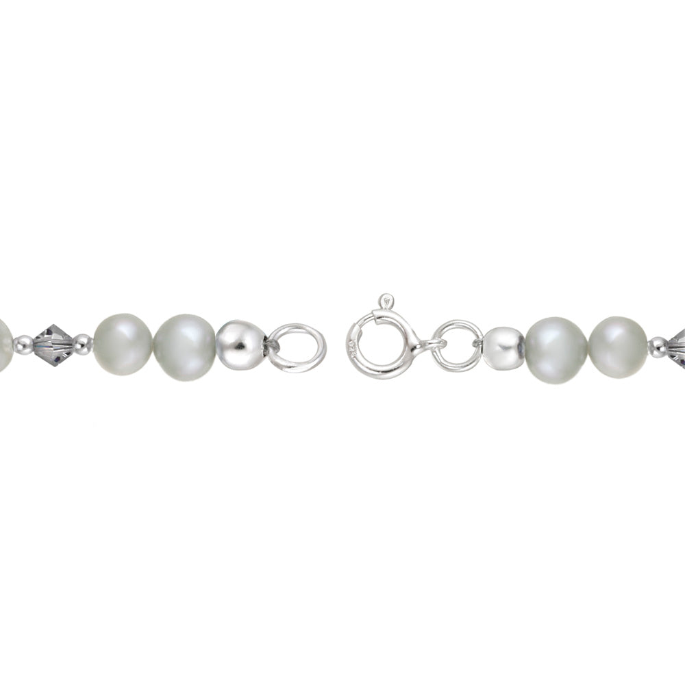 Sterling Silver Gray Freshwater Pearls & Gray Swarovski Elements Baby Bracelet-2