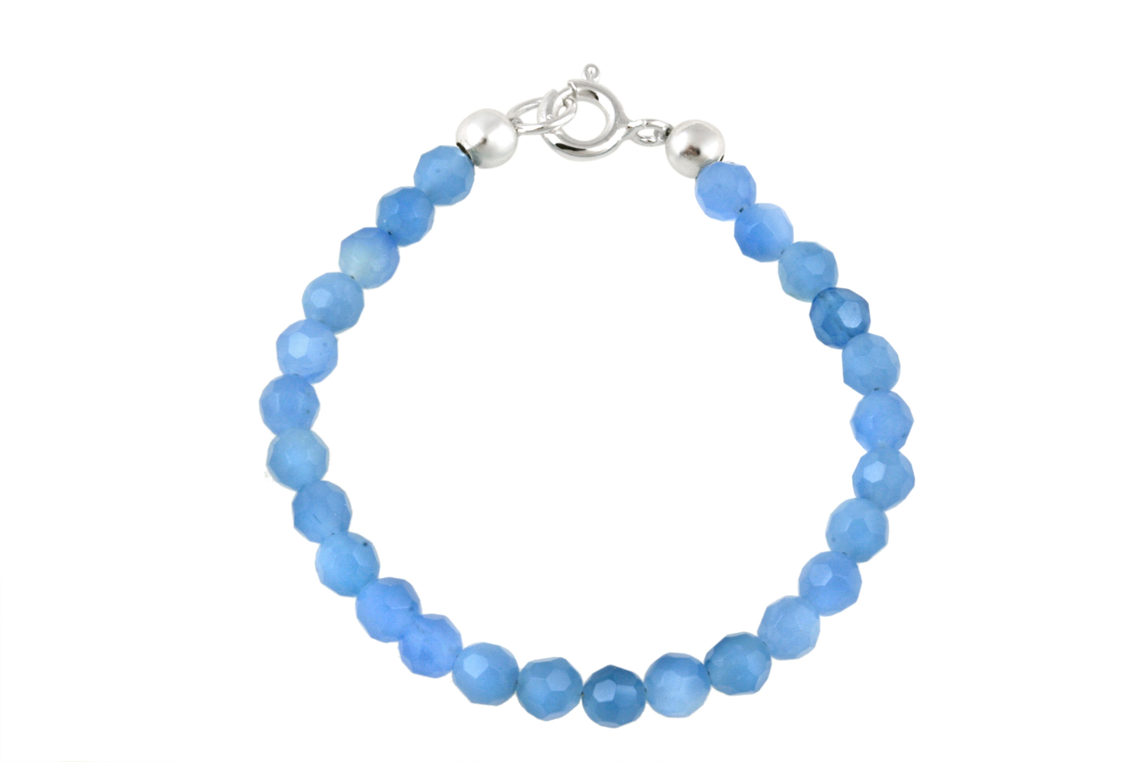 Sterling Silver Blue Quartz Beaded Baby Bracelet