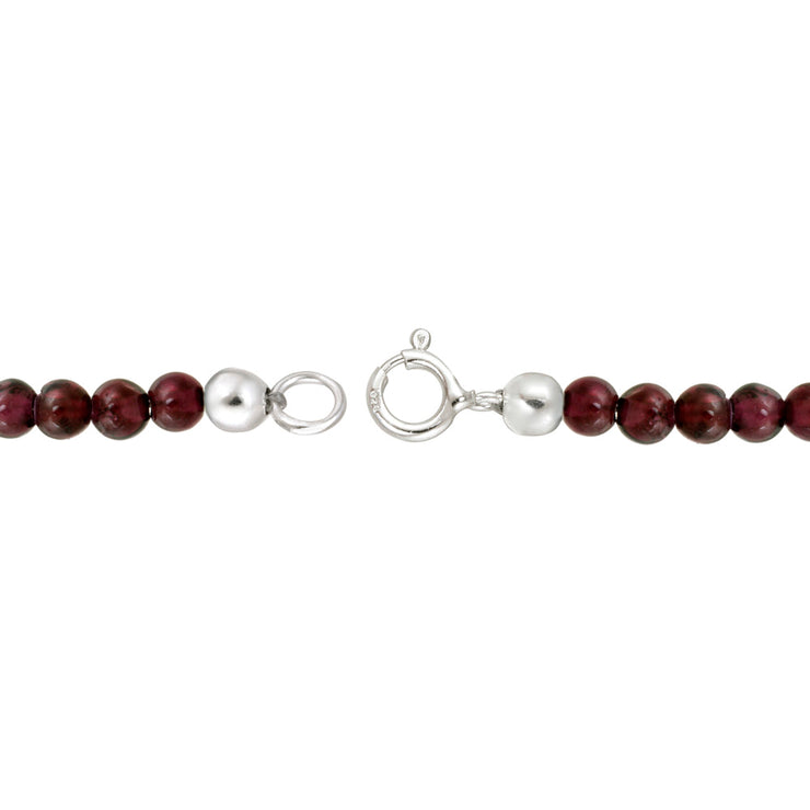Sterling Silver Cabochon Garnet Beads Baby Bracelet