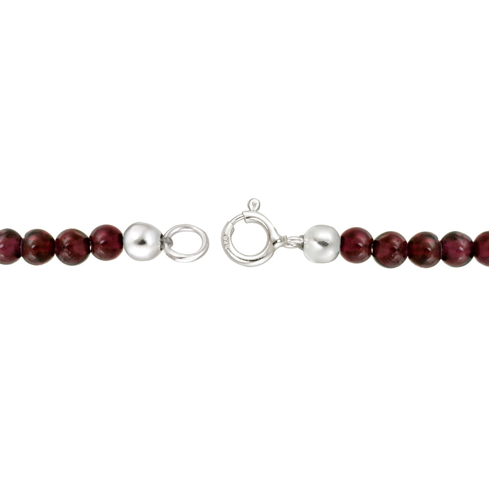 Sterling Silver Cabochon Garnet Beaded Baby Bracelet-2