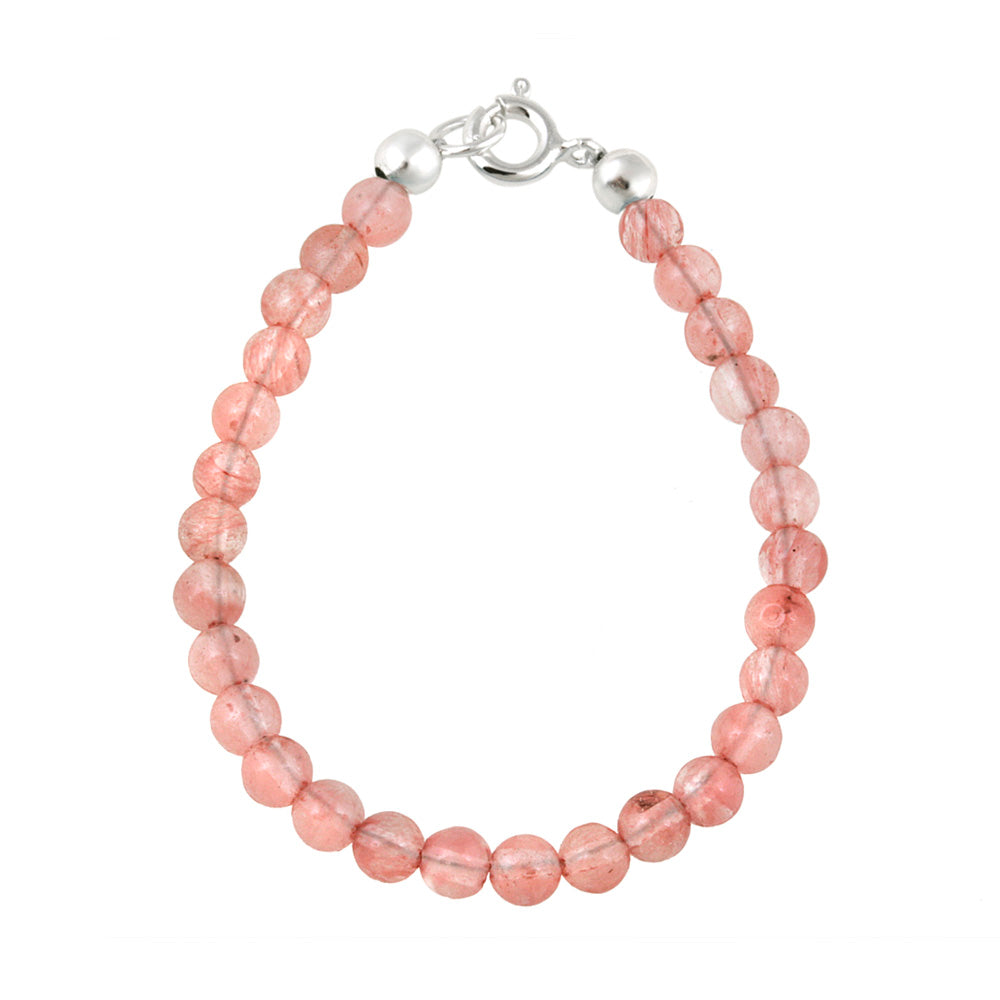 Sterling Silver Cherry Quartz Beads Baby Bracelet