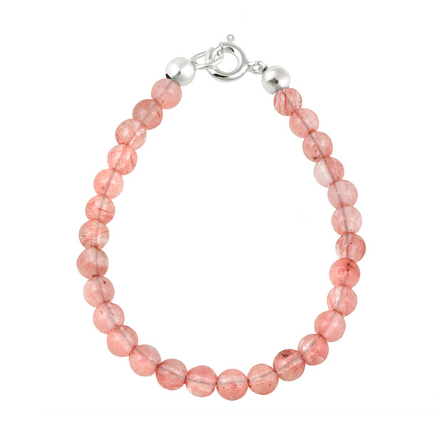 Sterling Silver Cherry Quartz Beads Baby Bracelet