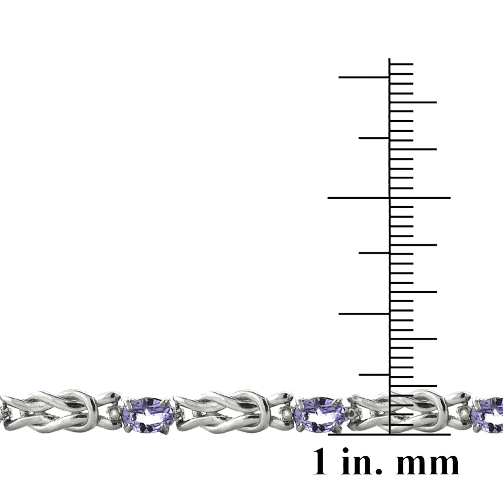 Sterling Silver 3.5ct Amethyst & Diamond Accent Oval Love Knot Bracelet-3