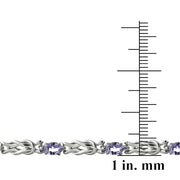 Sterling Silver 3.5ct Amethyst & Diamond Accent Oval Love Knot Bracelet