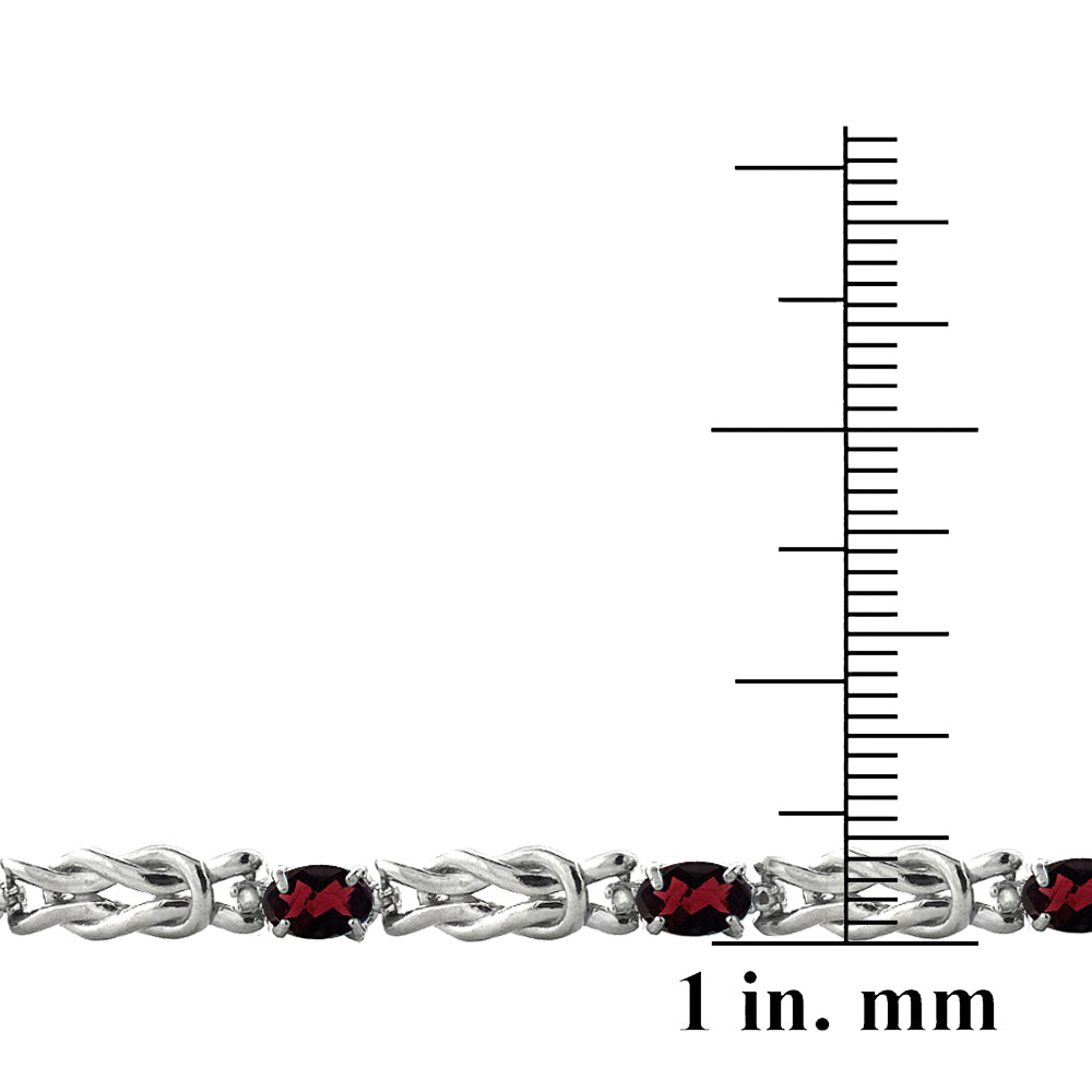 Sterling Silver 4.5ct Garnet & Diamond Accent Oval Love Knot Bracelet-3