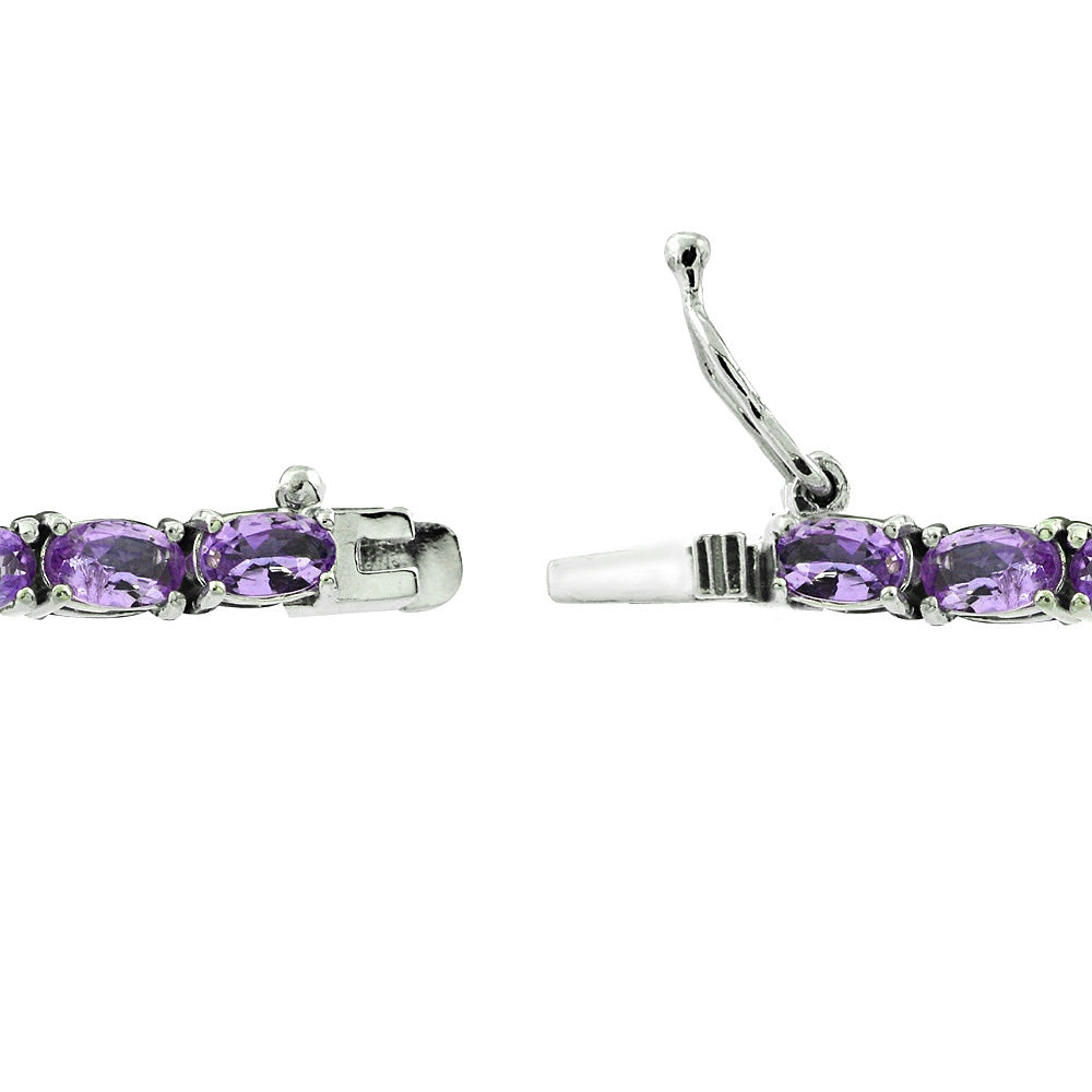 Sterling Silver 6.2ct African Amethyst 5x3mm Oval Tennis Bracelet-2