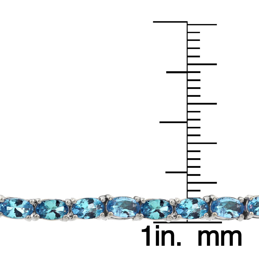 Sterling Silver 7.35ct Aquamarine CZ Birthstone Tennis Bracelet-3
