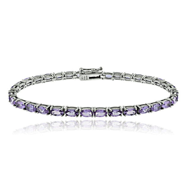 Sterling Silver 7.7ct Amethyst Birthstone Tennis Bracelet