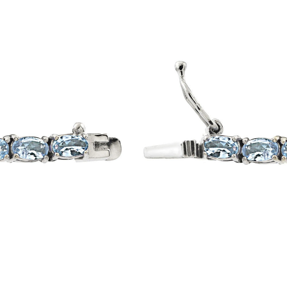 Sterling Silver 8.3ct Blue Topaz 5x3mm Oval Tennis Bracelet-2