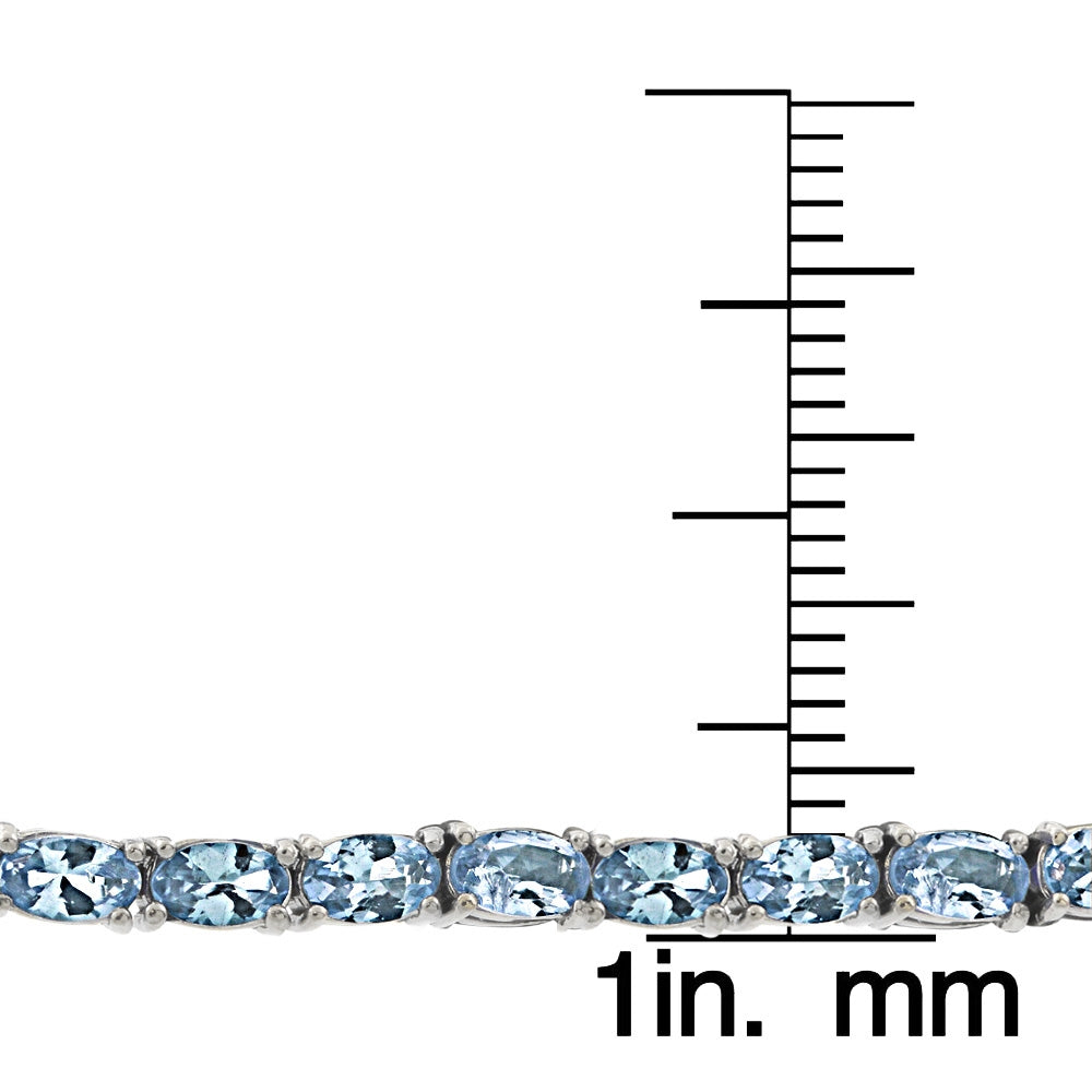 Sterling Silver 8.3ct Blue Topaz 5x3mm Oval Tennis Bracelet-3