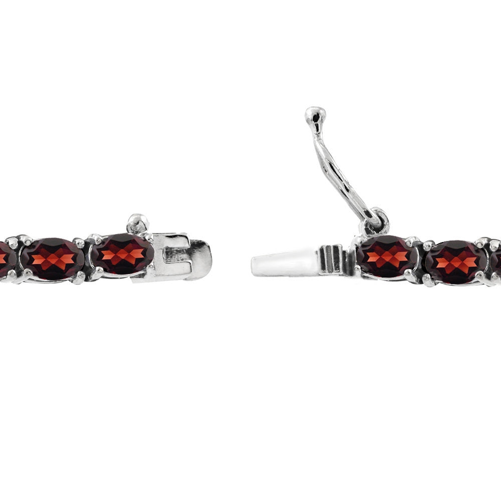 Sterling Silver 9.9ct Garnet 5x3mm Oval Tennis Bracelet-2