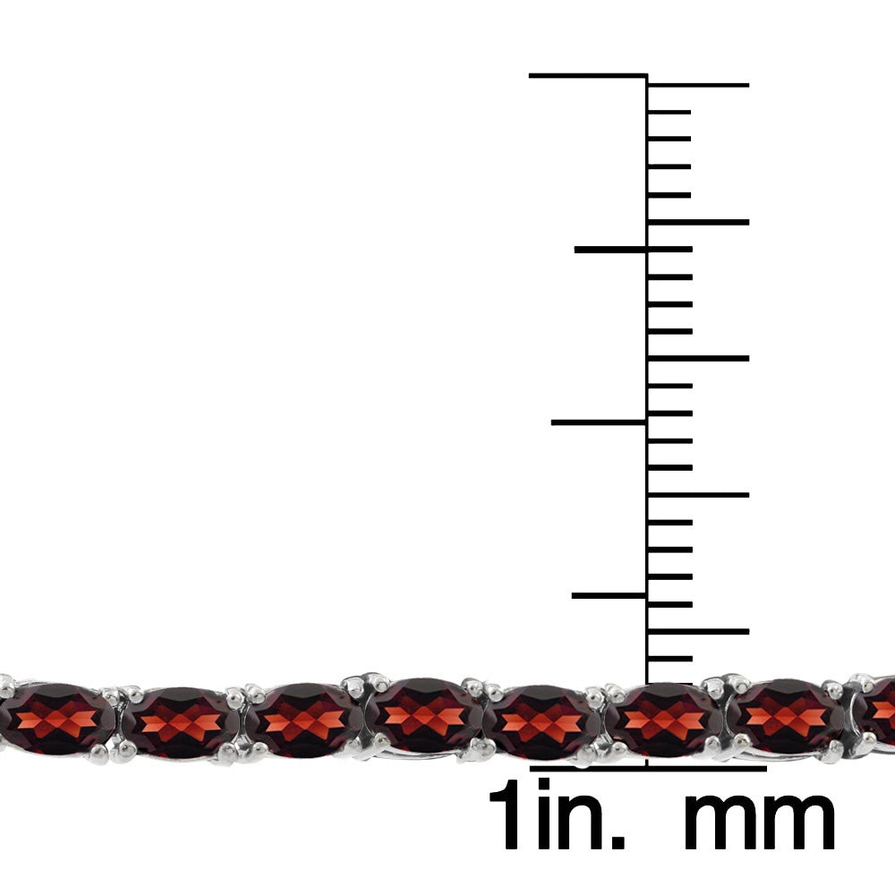 Sterling Silver 9.9ct Garnet 5x3mm Oval Tennis Bracelet-3