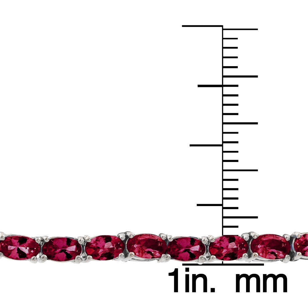 Sterling Silver 7.25ct Created Ruby 5x3mm Oval Tennis Bracelet-3