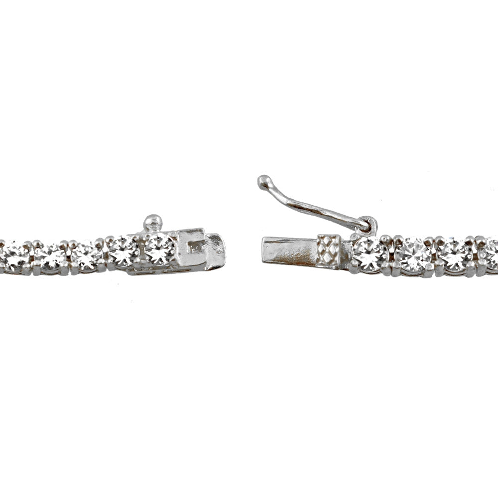 Platinum Plated Sterling Silver 100 Facets Cubic Zirconia Tennis Bracelet-3